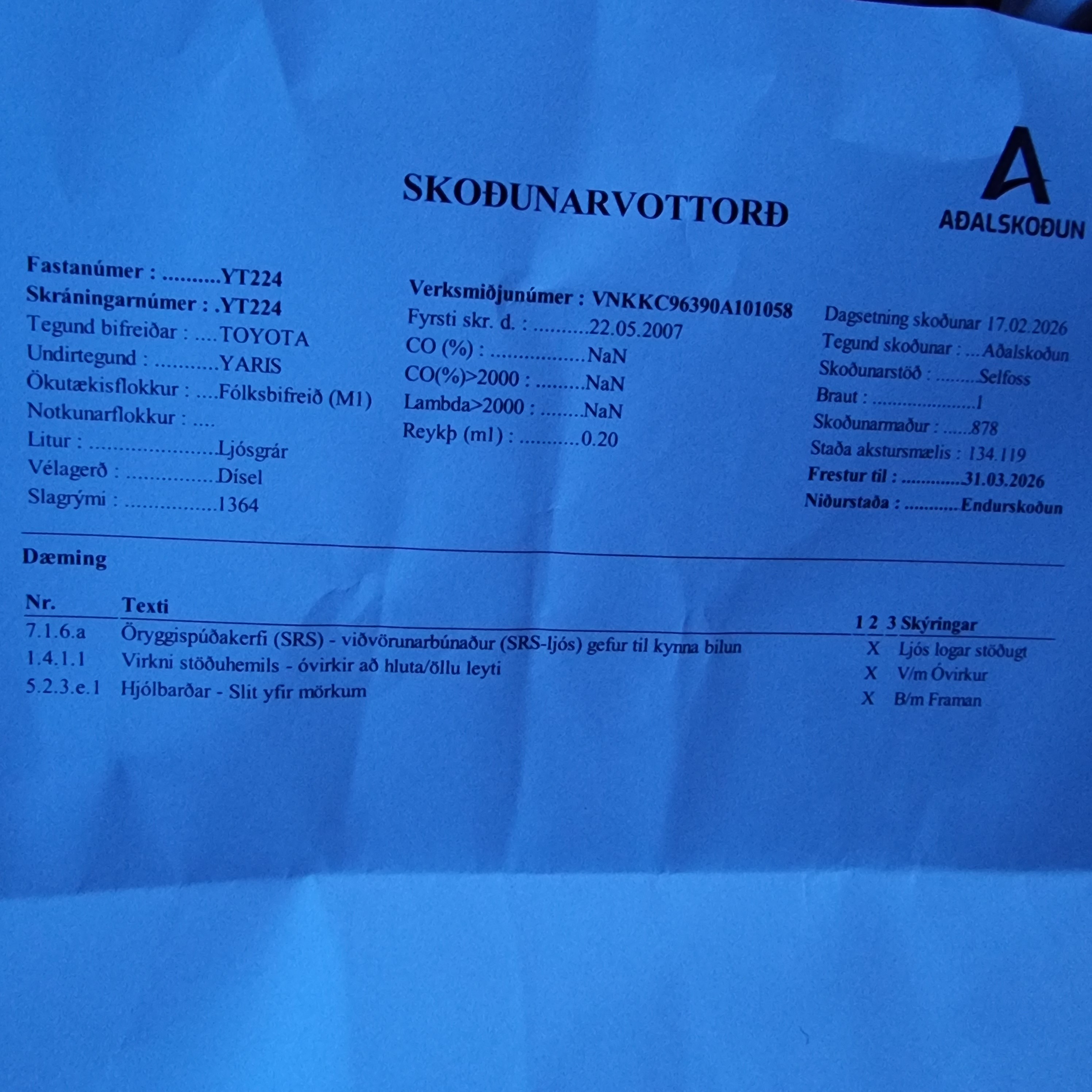 Toyota Yaris 2007 lítið keyrður!